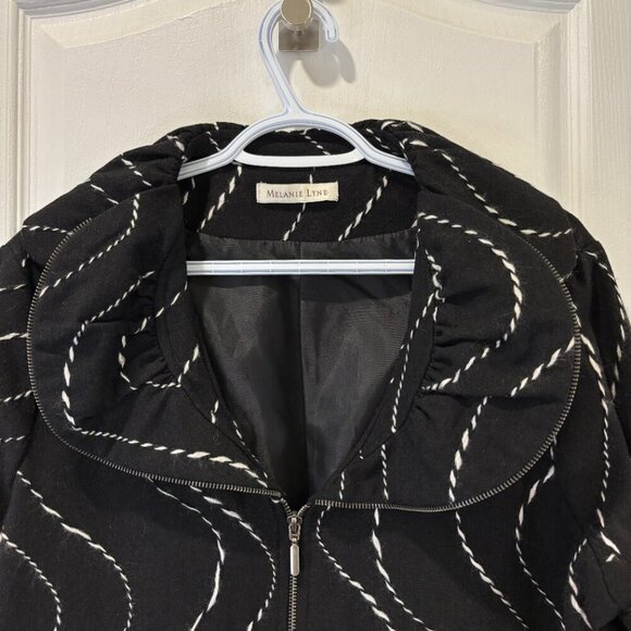 Vintage Wool Blend Melanie Lyne Black Swirl Print Jacket - Picture 3 of 9